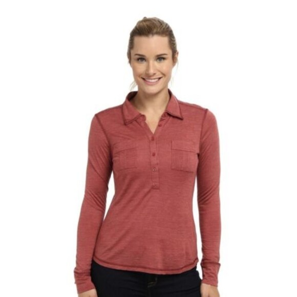 Prana Besha Wool Blend Long Sleeve Collared Shirt - Red XL - Picture 1 of 9